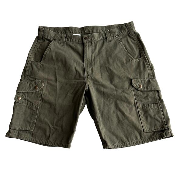 Carhartt EUC Rugged Flex Ripstop Cargo Work Shorts Color Basil 40 waist - Picture 1 of 8